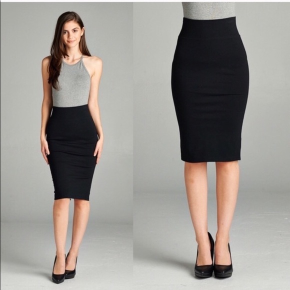 Midi Stretch Pencil Skirt - Picture 3 of 5